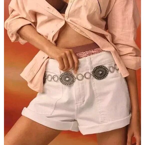 Anthropologie Pilcro Wanderer White Denim Jean Shorts Women 30 High Rise 8 - Picture 3 of 14